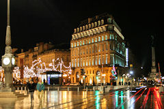 Bordeaux la nuit place de la Comédie et allées de Tourny | Photo Bernard Tocheport