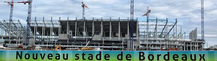 Panoramique structures chantier construction Grand Stade de Bordeaux