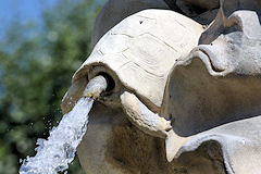 Eau jaillissant de la bouche d'une tortue : fontaine Amédée Larrieu à Bordeaux | Photo Bernard Tocheport