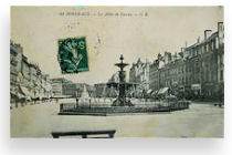 Carte postale 1910 : fontaine coté place Tourny