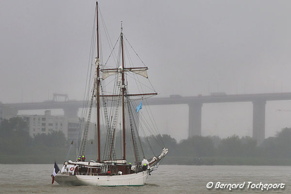 La Belle Poule quitte Bordeaux sous la pluie | Photo Bernard Tocheport