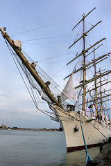 Proue du Dar Mlodziezy sur la Garonne à Bordeaux | Photo Bernard Tocheport